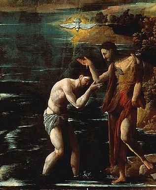 Le Baptême du Christ (détail), atelier de Jan van Scorel (1527)