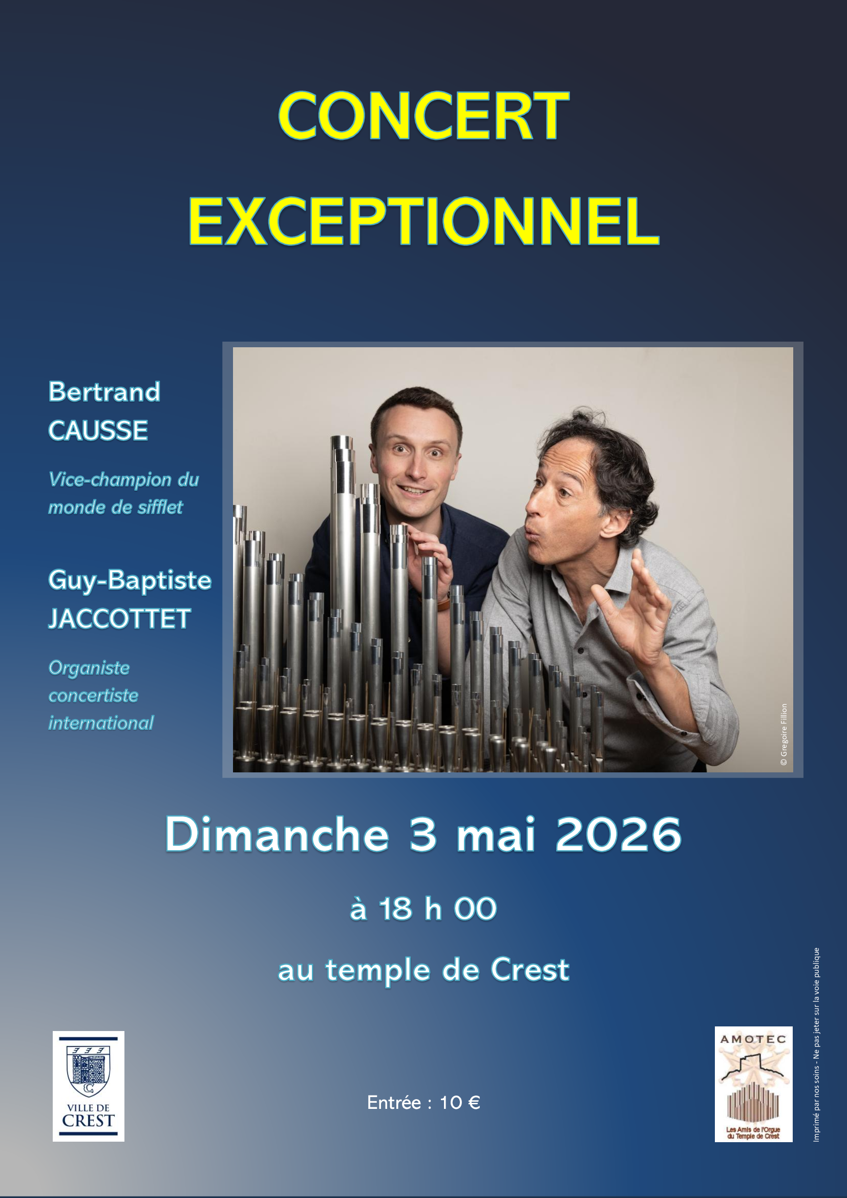 Affiche Orgue et sifflet - Jaccottet et Causse - 2026 Affiche Orgue et sifflet - Jaccottet et Causse - 2026