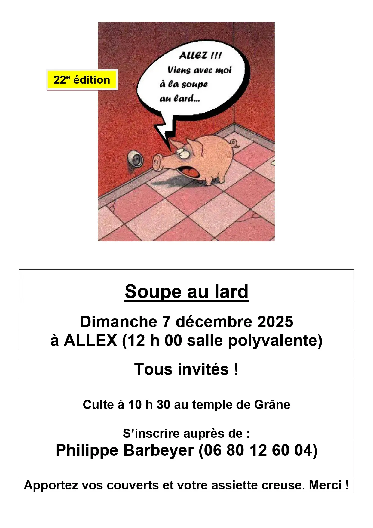Affiche Soupe au lard 2025 Affiche Soupe au lard 2025